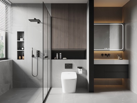  现代意式卫生间3d模型 