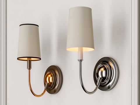 中古金属壁灯 灯罩壁灯 法式壁灯su模型