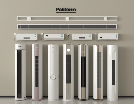 现代空调组合 立式空调 壁挂式空调 中央空调出风口su模型