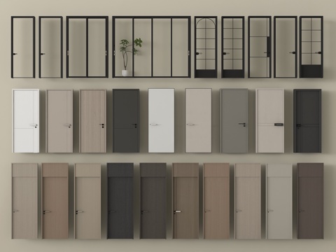 现代单开门 平开门 卧室门 厨卫门 木门 玻璃门su模型