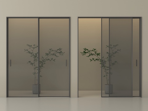 现代推拉门 阳台推拉门 厨房推拉门 玻璃推拉门su模型