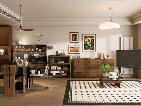 中古风客厅su模型