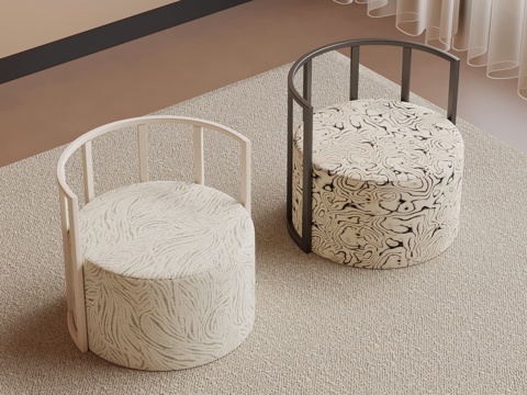 现代中古风沙发凳 换鞋凳su模型