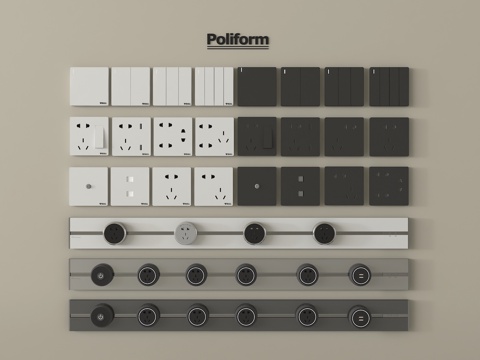 现代开关插座  轨道插座su模型