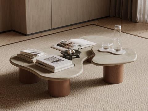 侘寂中古风茶几su模型