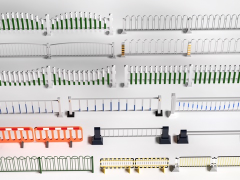 现代道路护栏 道路栏杆 交通设施 道路围栏su模型