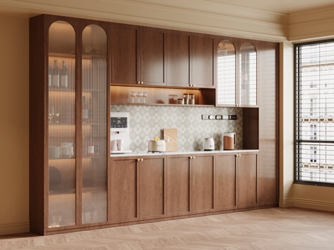 中古风酒柜 餐边柜su模型