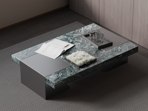 现代意式茶几 石质茶几su模型