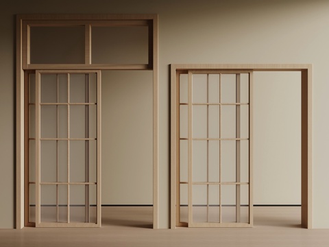 新中式推拉门su模型