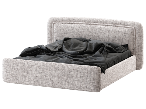  现代简约双人床 双人床 简约床 卧室双人床 抱枕3d模型 