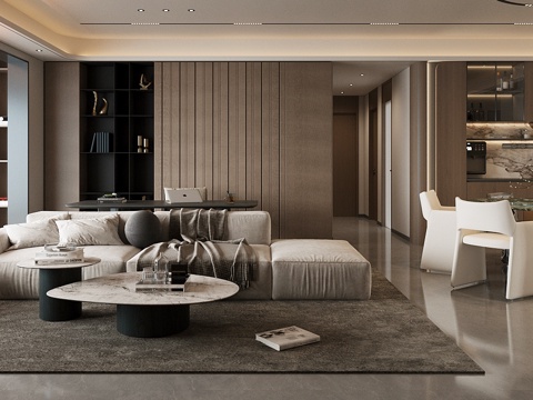  现代意式客餐厅 轻奢意式客餐厅 高级灰客餐厅 海派风客餐厅3d模型 