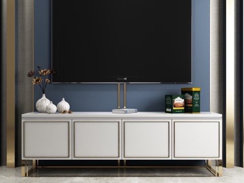  现代金属轻奢电视柜3d模型 