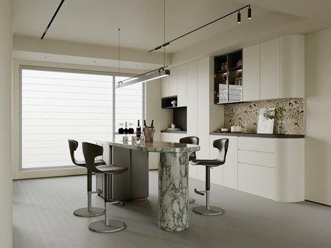  现代餐厅3d模型 