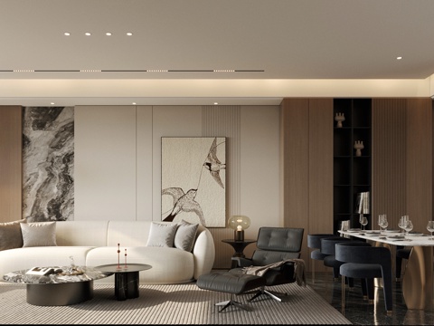  现代意式客餐厅 轻奢意式客餐厅 高级灰客餐厅 海派风客餐厅3d模型 