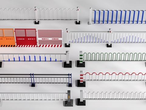 现代道路护栏 道路栏杆 交通设施 道路围栏su模型