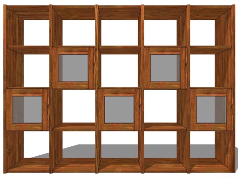 新中式书柜 储物柜 实木书柜 书柜 全屋定制su模型