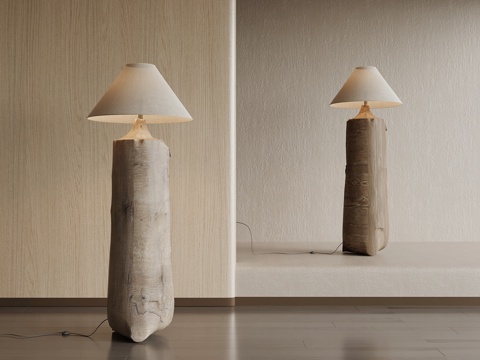 侘寂风落地灯 实木落地灯su模型