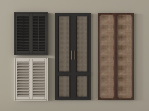 侘寂其他门 柜门 鞋柜柜门 衣柜柜门 百叶柜门 藤编柜门su模型