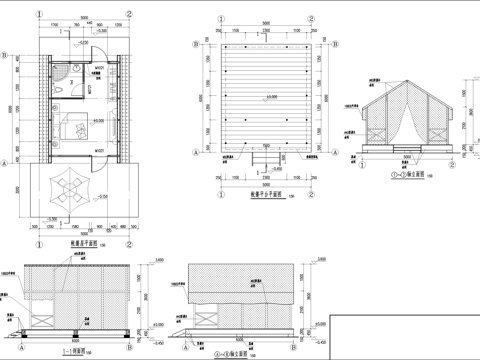 三角木屋帐篷节点图cad施工图