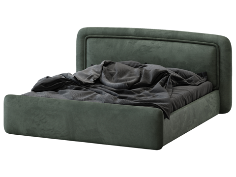  现代简约双人床 双人床 简约床 卧室床 抱枕  双人床3d模型 