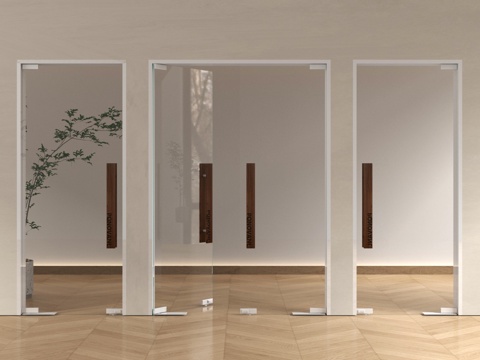 现代玻璃门 平开门 对开门 厨卫门 阳台门 大门su模型