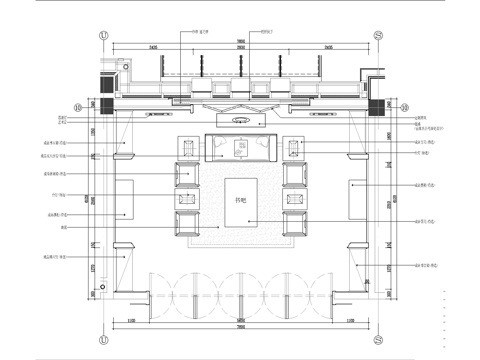 中式休闲会所书吧施工图cad施工图