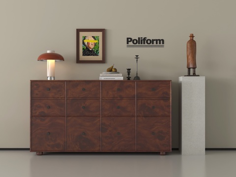 中古玄关柜 边柜 鞋柜 矮柜 装饰柜 台灯 挂画 摆件su模型