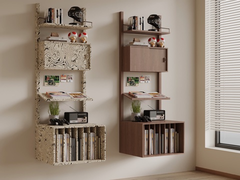 现代中古风书架 置物架su模型