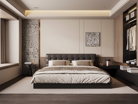 现代意式卧室su模型