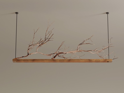  侘寂中古吊灯 长条吊灯3d模型 