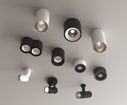 现代筒灯射灯 明装筒灯射灯 转向式su模型