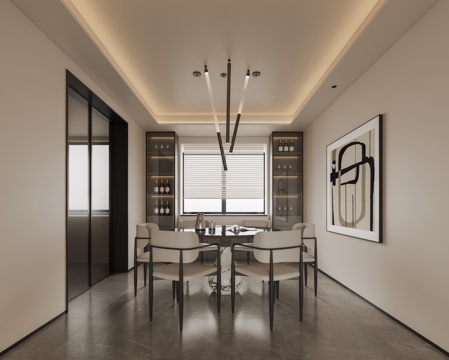  现代餐厅3d模型 