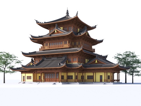  中式阁 古建阁 阁3d模型 