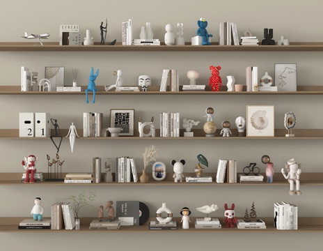 现代摆件组合 饰品摆件 雕塑摆件 书籍书本 画框su模型