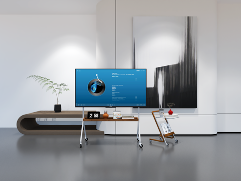 电视机 移动电视机 支架电视 置物架 边几su模型