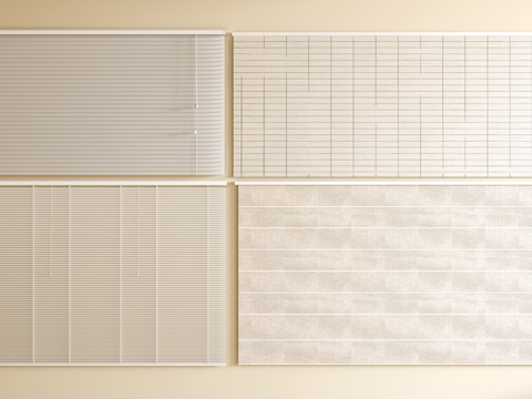 现代百叶帘 窗帘 卷帘 香格里拉帘su模型