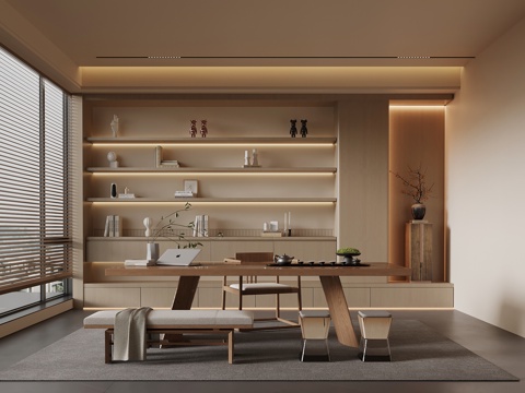 新中式茶室su模型