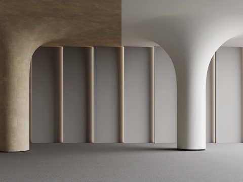 现代异型柱子 弧形su模型