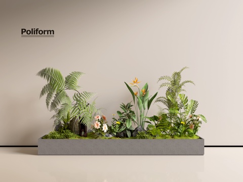 现代组团小景  景观植物堆 公园小景组合 庭院小景植物组团su模型