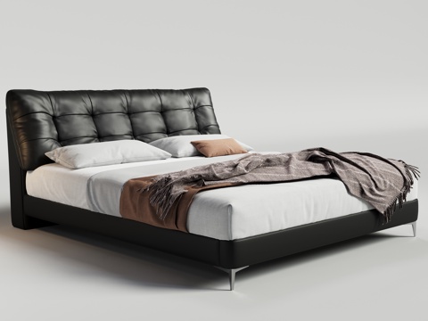  现代床 意式极简床 双人床 辛巴床 大黑熊床 黑莓床 高脚床3d模型 