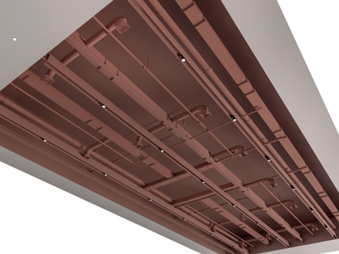 现代工业吊顶 loft吊顶 管道吊顶su模型