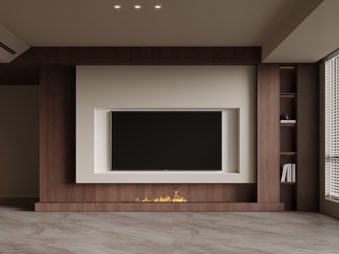 中古风电视背景墙su模型