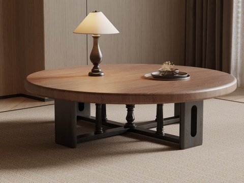 法式中古风茶几 圆几su模型