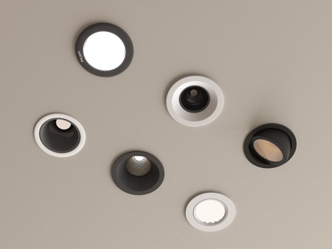 现代筒灯射灯组合 嵌入式筒灯su模型