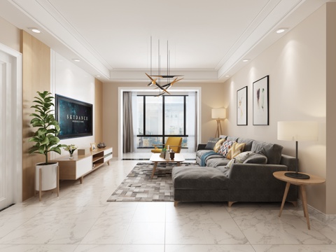  北欧客餐厅3d模型 