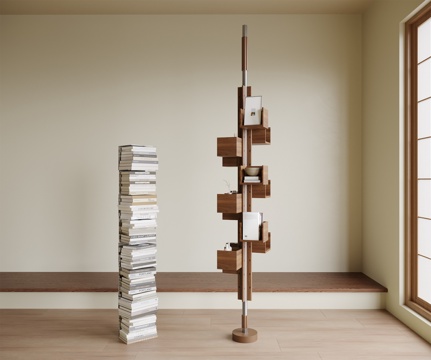 现代落地书架su模型