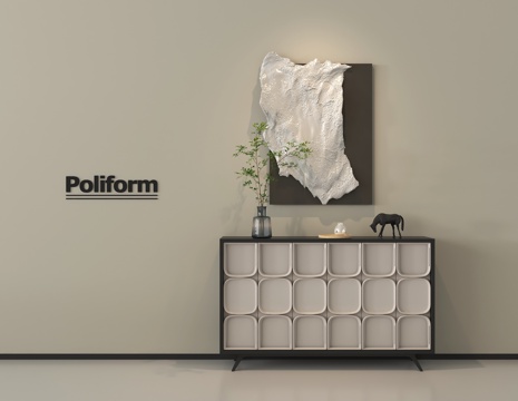 中古风玄关柜 边柜 装饰柜 矮柜 木材 挂画su模型