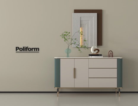 现代轻奢玄关柜 边柜 装饰柜 矮柜 木材 挂画su模型