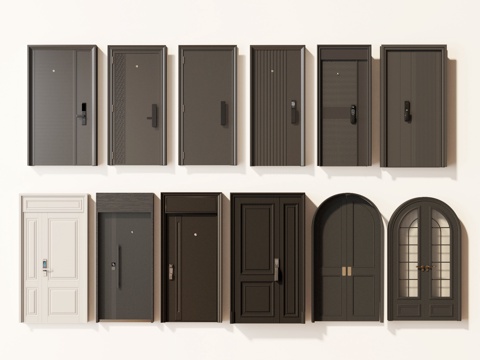 门 大门 防盗门 拱形门 入户门su模型