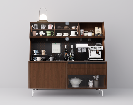 中古风餐边柜su模型